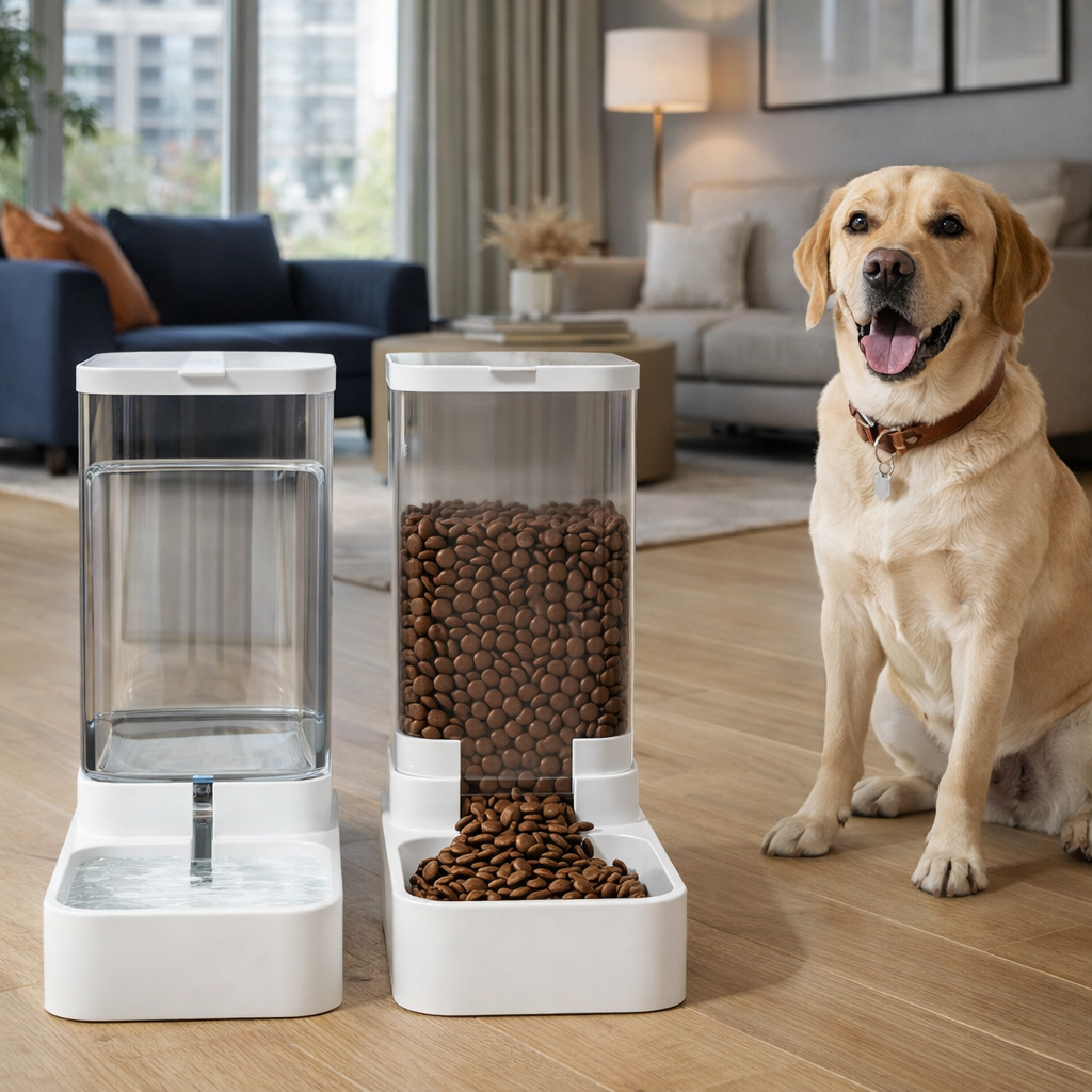 Sistema automático de comida y agua para mascotas